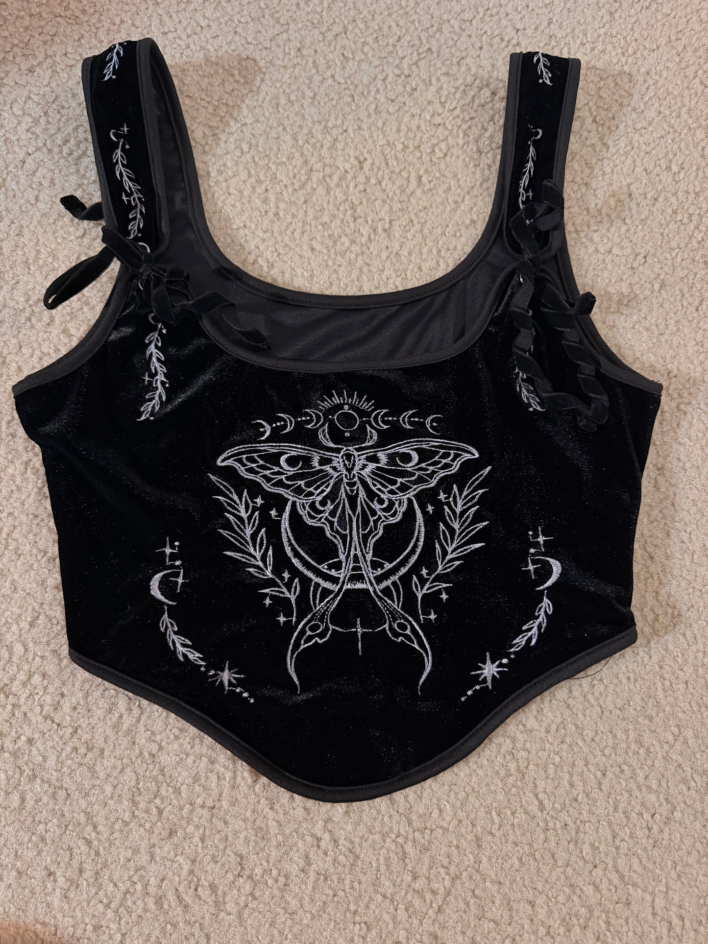 Death Moth Corsette Crop Top - Size S