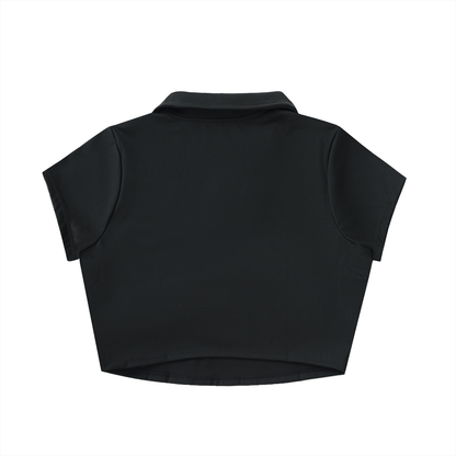 Classic Nail Bite - V-Neck Lapel Crop Top