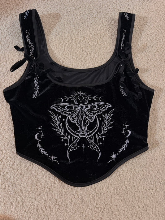 Death Moth Corsette Crop Top - Size S