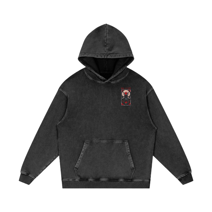 Goat - Acid Wash Black Pullover Hoodie (420 GSM)